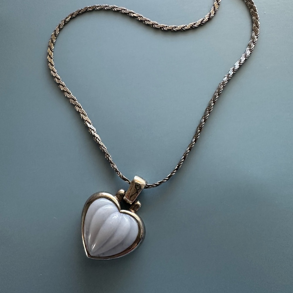 Silver Heart jade pendant Necklace